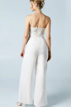 Premium Crepe Scallop Pearl Detail Bridal Jumpsuit