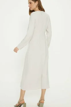Premium Crepe Waterfall Skirt Midi Dress