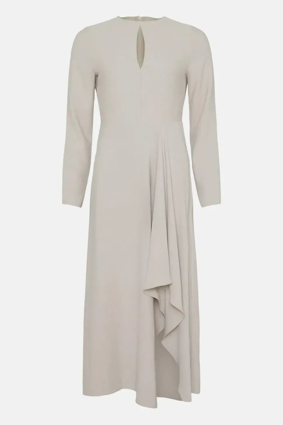 Premium Crepe Waterfall Skirt Midi Dress