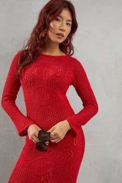 Premium Crochet Cotton Knitted Maxi Dress
