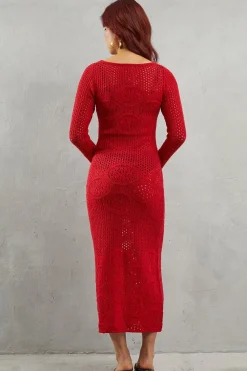 Premium Crochet Cotton Knitted Maxi Dress