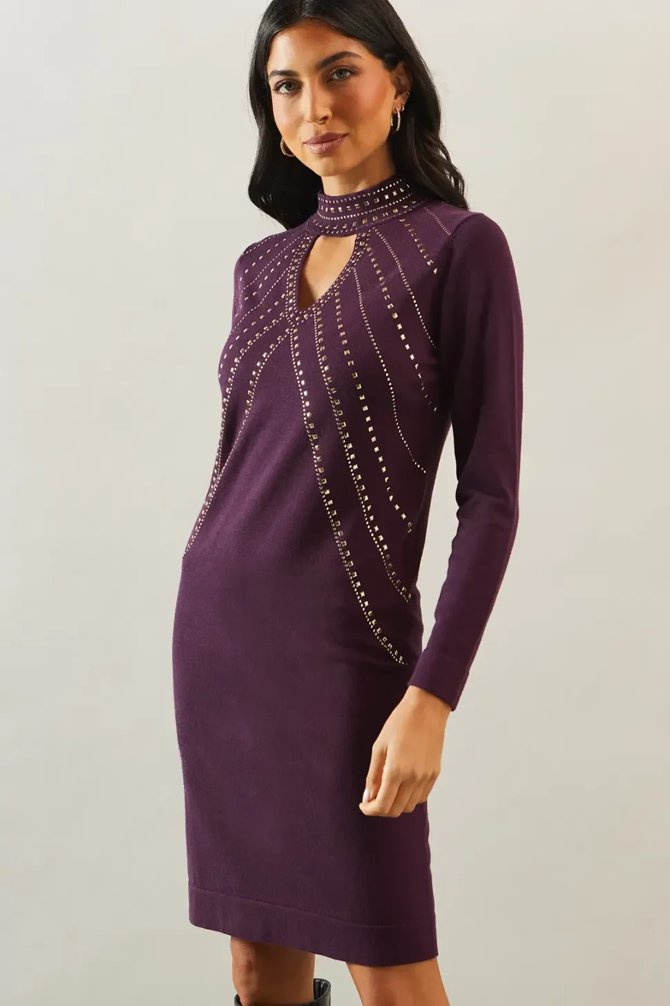 Premium Cut Out Detail Embellished Midi Dress