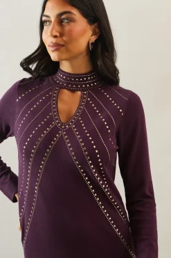 Premium Cut Out Detail Embellished Midi Dress