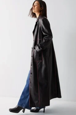 Premium Distressed Faux Leather Duster