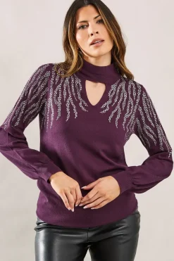 Premium Embellished Keyhole Jumper