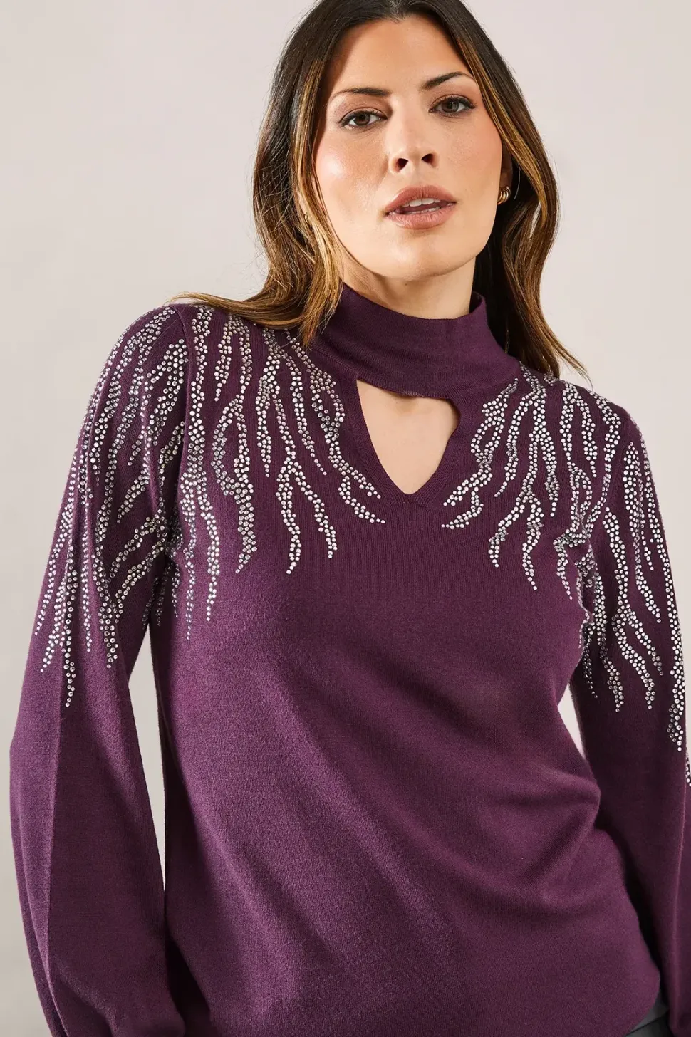 Premium Embellished Keyhole Jumper