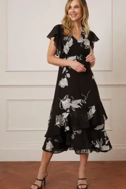 Premium Embroidered Ruffle Maxi Dress