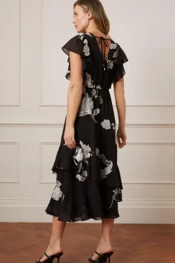 Premium Embroidered Ruffle Maxi Dress