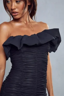 Premium Extreme Ruffle Bardot Mini Dress