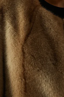 Premium Faux Fur Balloon Sleeve Coat