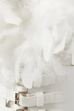 Premium Feather Belted Bridal Mini Dress