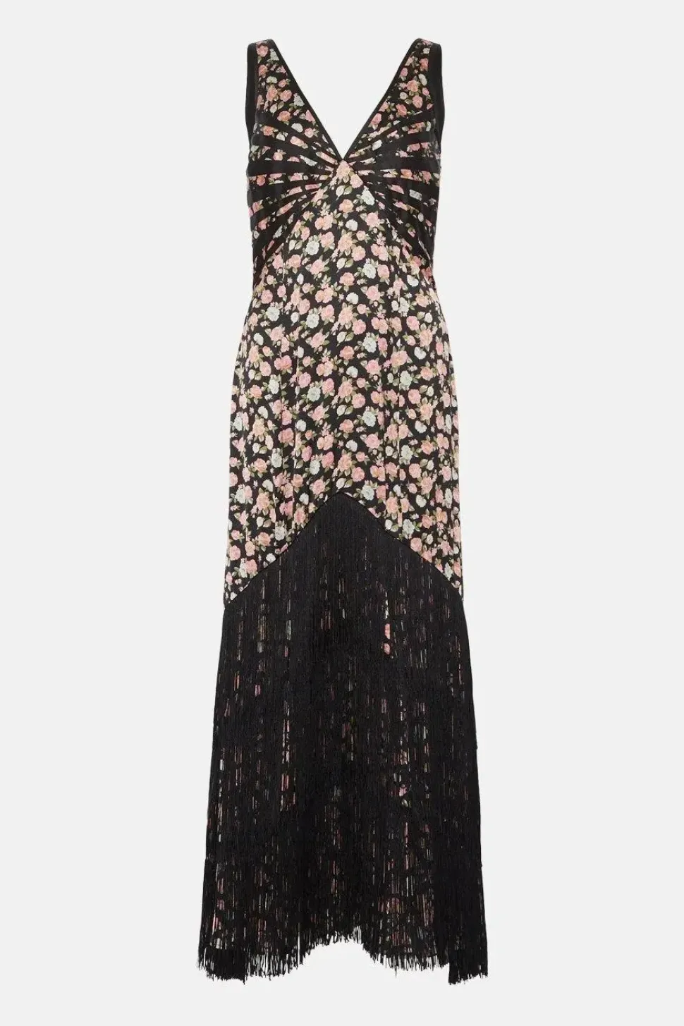 Premium Fringing V Neck Maxi Dress