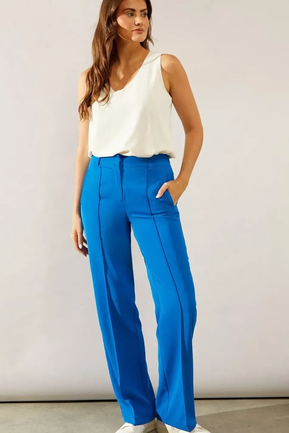 Premium Front Seam Detail Wide Leg