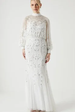 Premium Full Embellished Floral Applique Wedding Dress