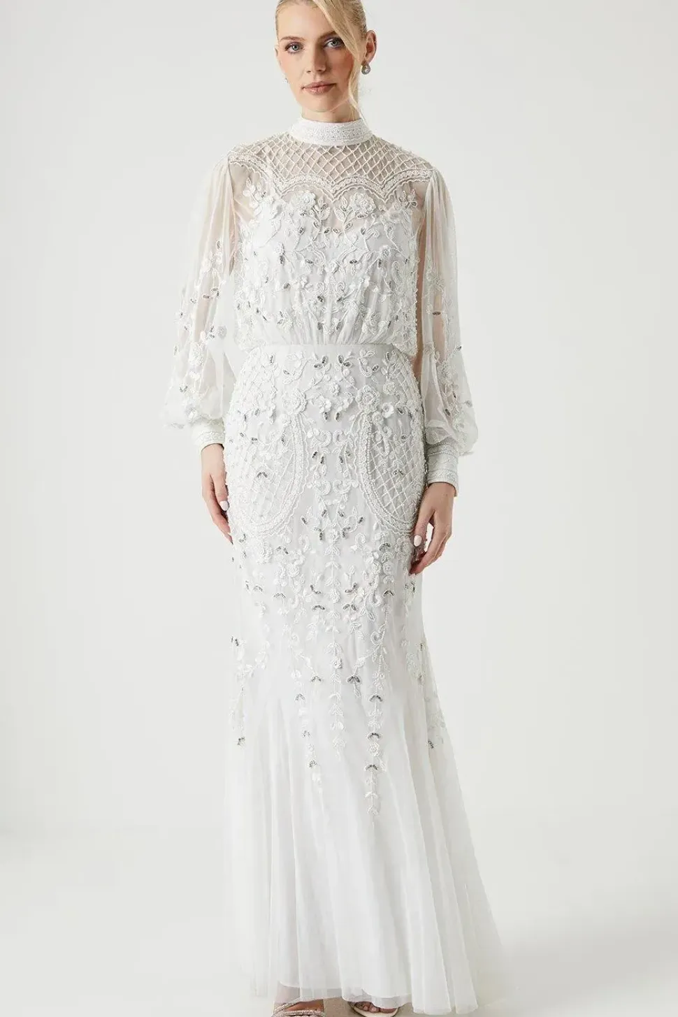 Premium Full Embellished Floral Applique Wedding Dress
