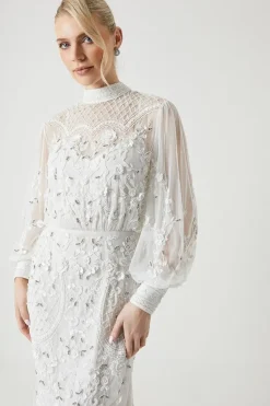 Premium Full Embellished Floral Applique Wedding Dress