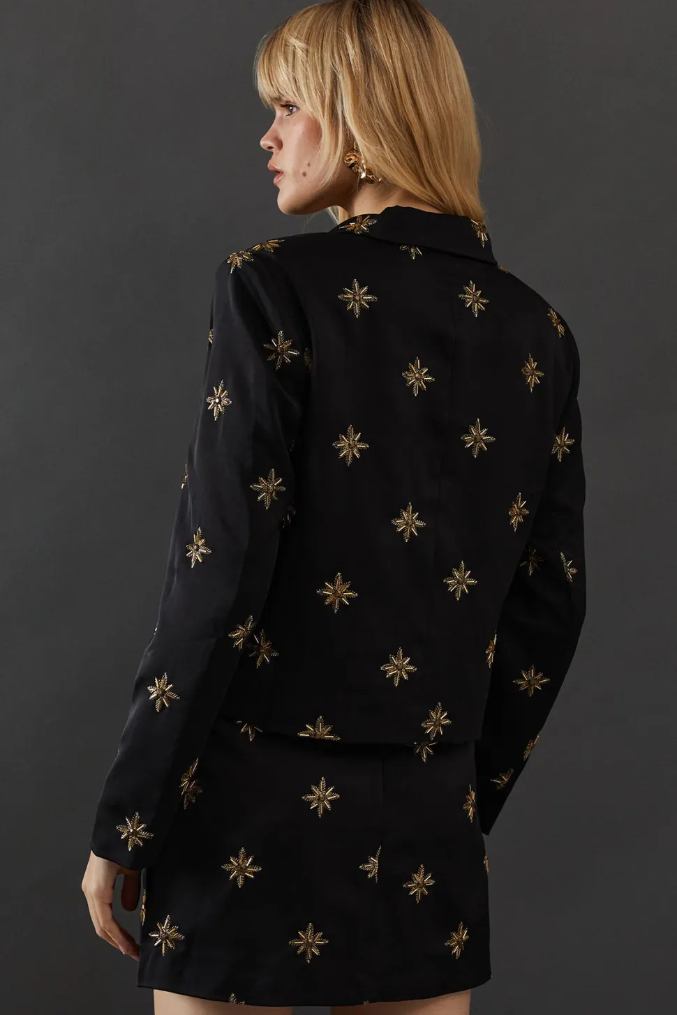 Premium Hand Embroidered Celestial Crop Jacket