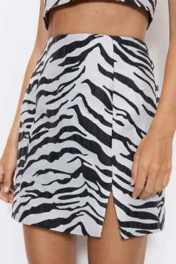 Premium Jacqaurd Zebra Print Mini Skirt