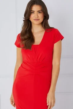Premium Jersey Ruched Midi Dress
