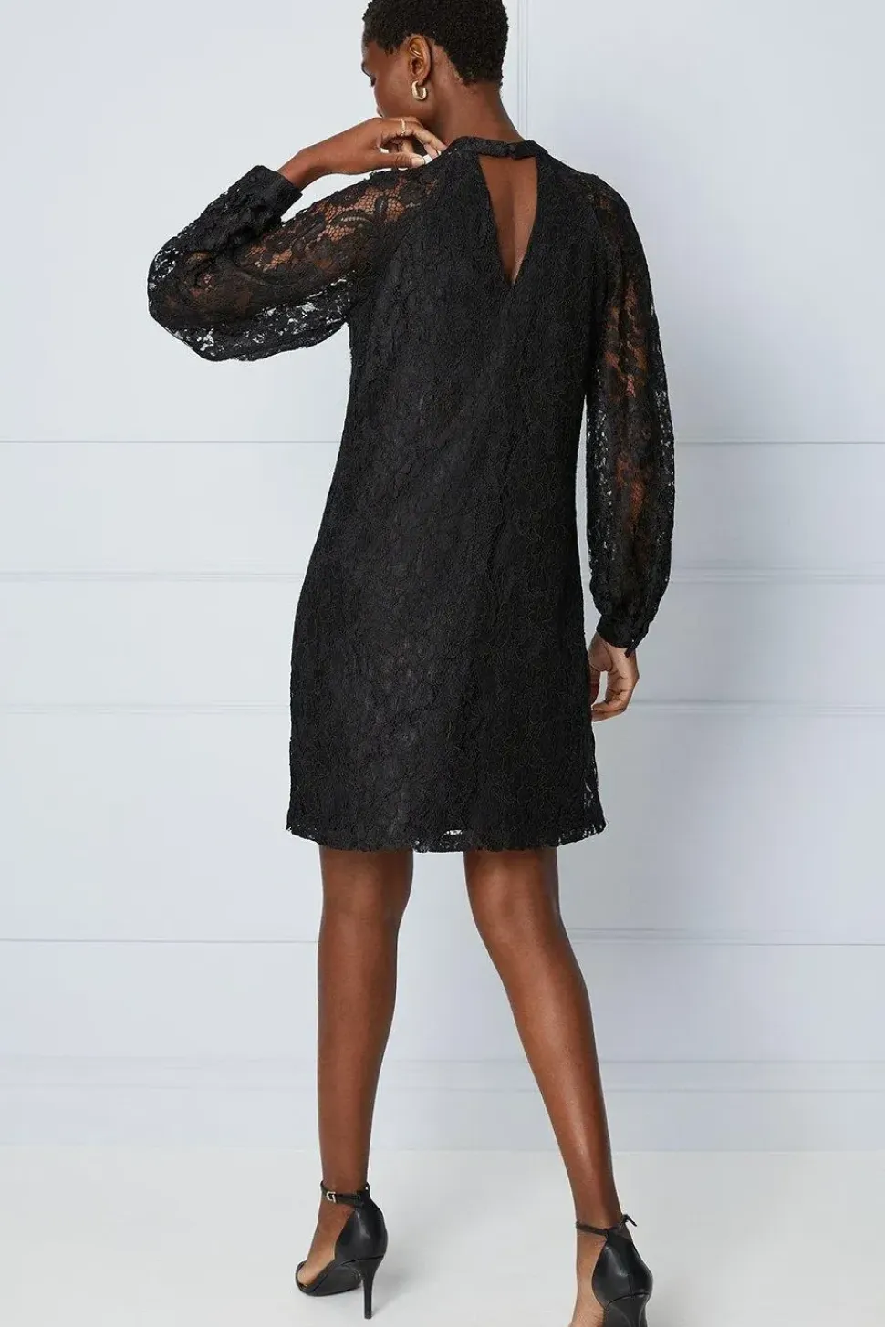 Premium Lace High Neck Shift Dress