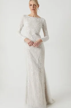 Premium Lace Overlay Handstitched Long Sleeve Wedding Dress