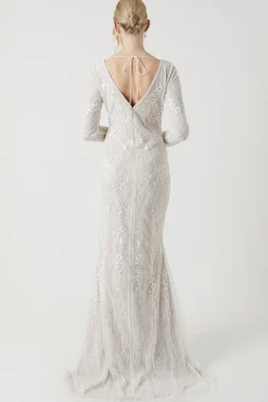 Premium Lace Overlay Handstitched Long Sleeve Wedding Dress