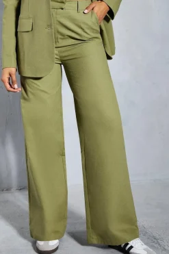 Premium Linen Look Tailored Wide Leg Trouser
