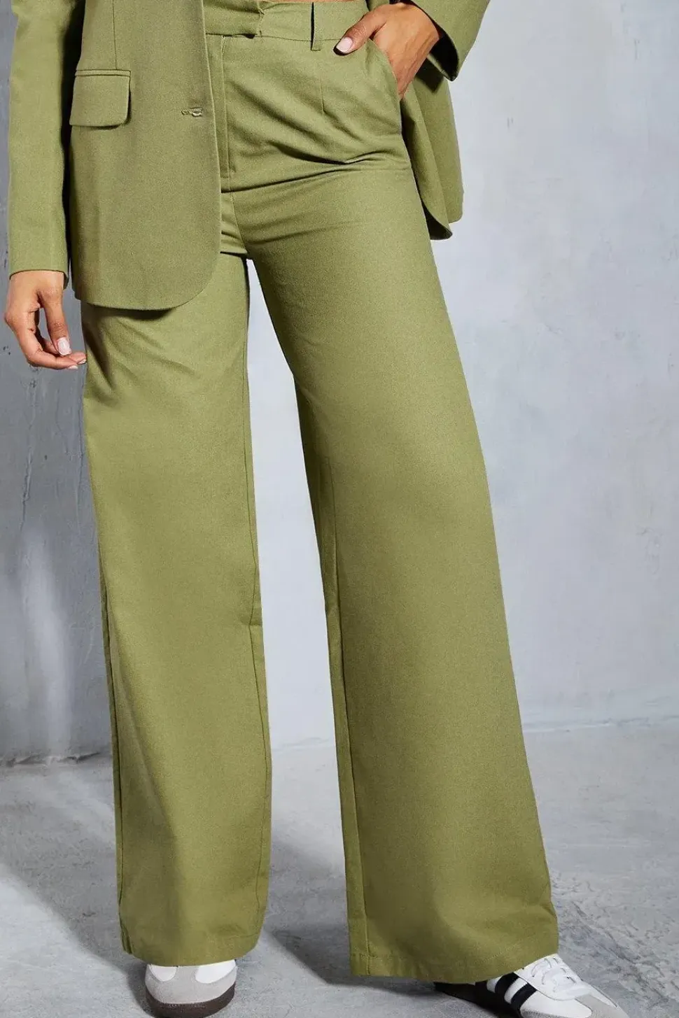 Premium Linen Look Tailored Wide Leg Trouser