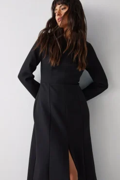 Premium Long Sleeve Tailored Midaxi Dress