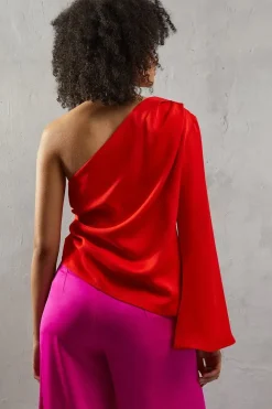 Premium One Sleeve Satin Top