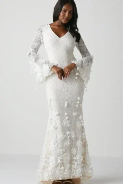 Premium Orchid Long Sleeve Lace Wedding Dress