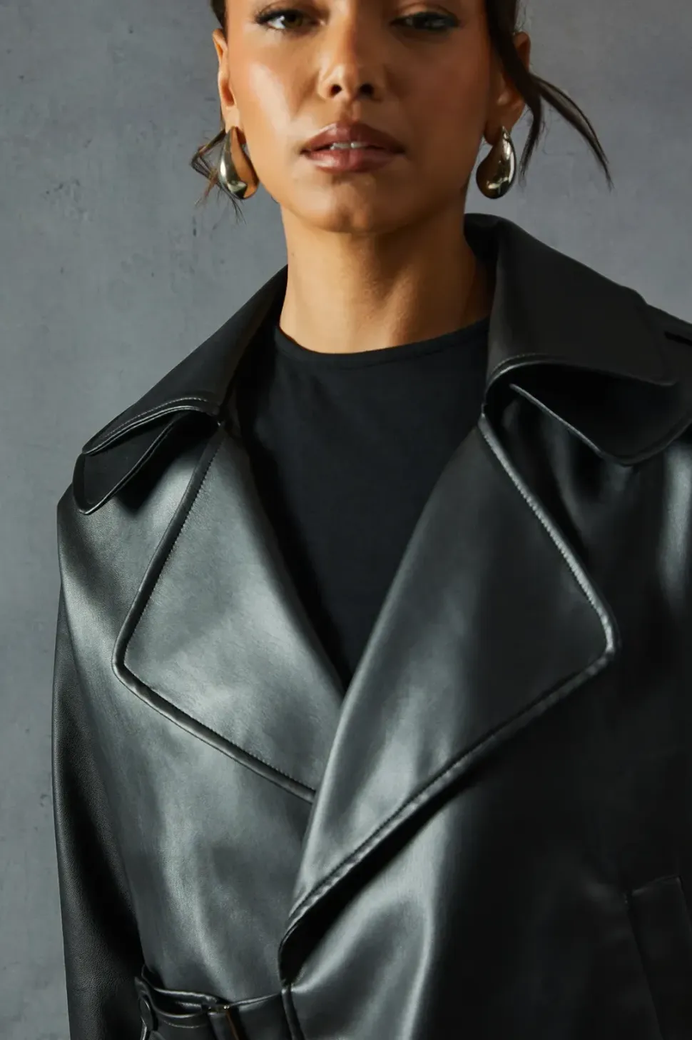 Premium Oversized Leather Look Jacket