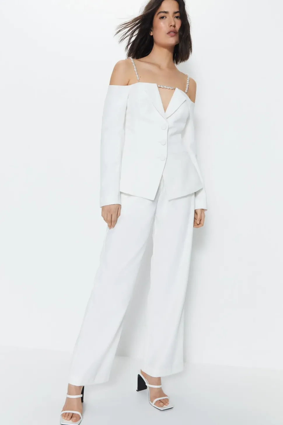 Premium Pearl Trim Tailored Bustier Top