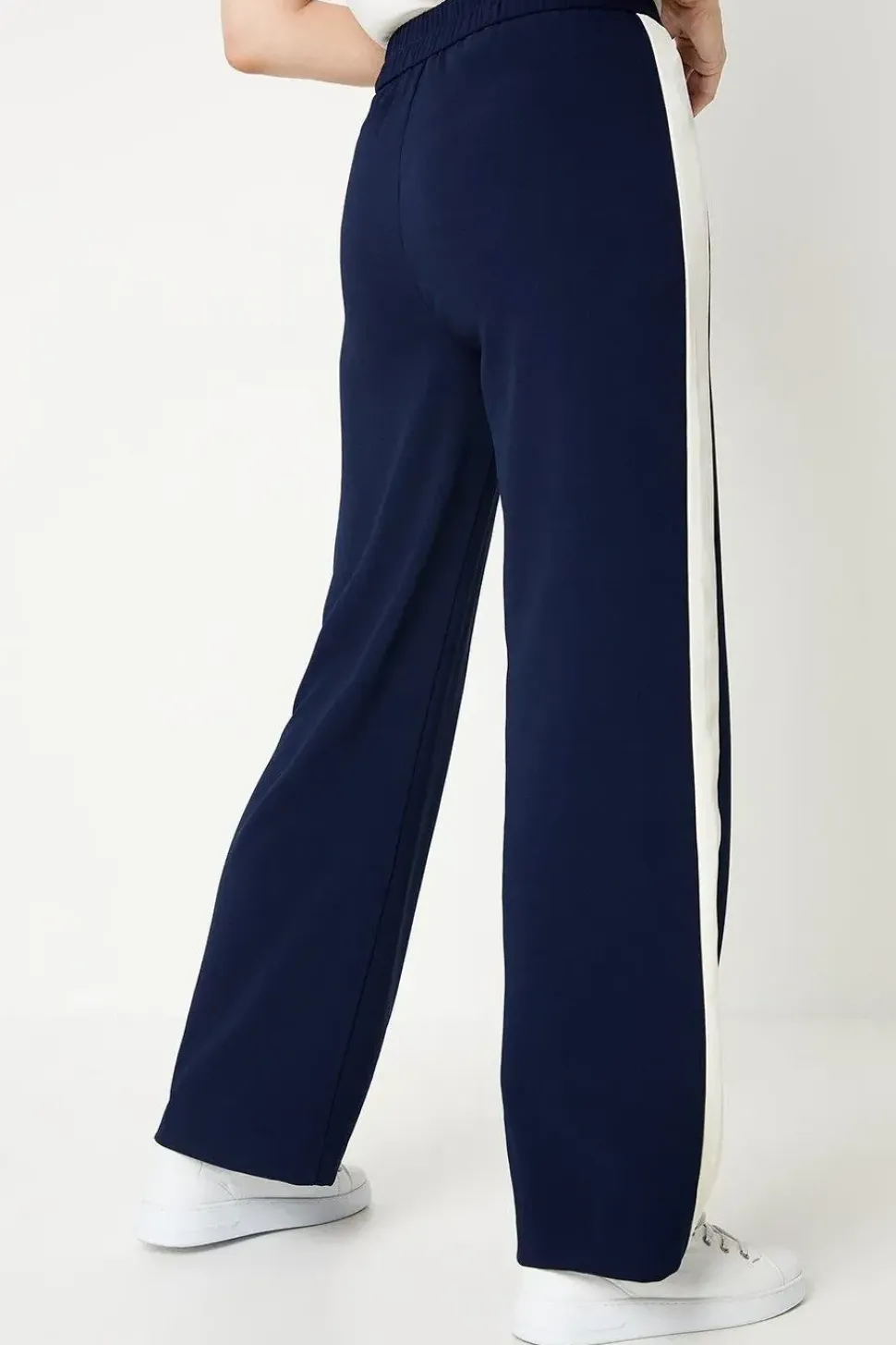 Premium Petite Side Stripe Elastic Wide Leg Trouser