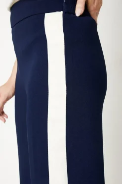 Premium Petite Side Stripe Elastic Wide Leg Trouser