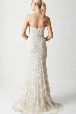 Premium Placement Beadwork Strappy Fishtail Wedding Dress