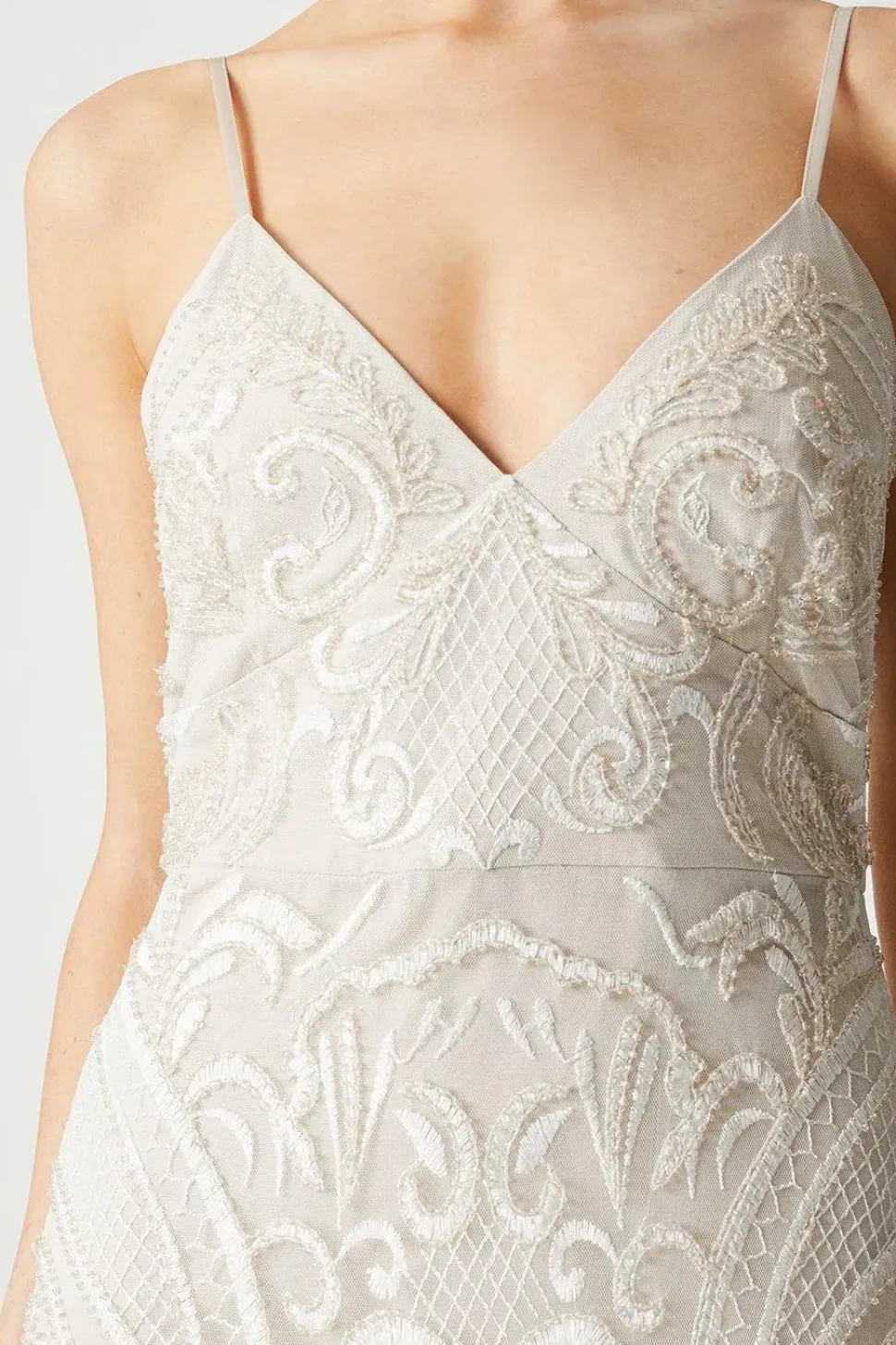 Premium Placement Beadwork Strappy Fishtail Wedding Dress