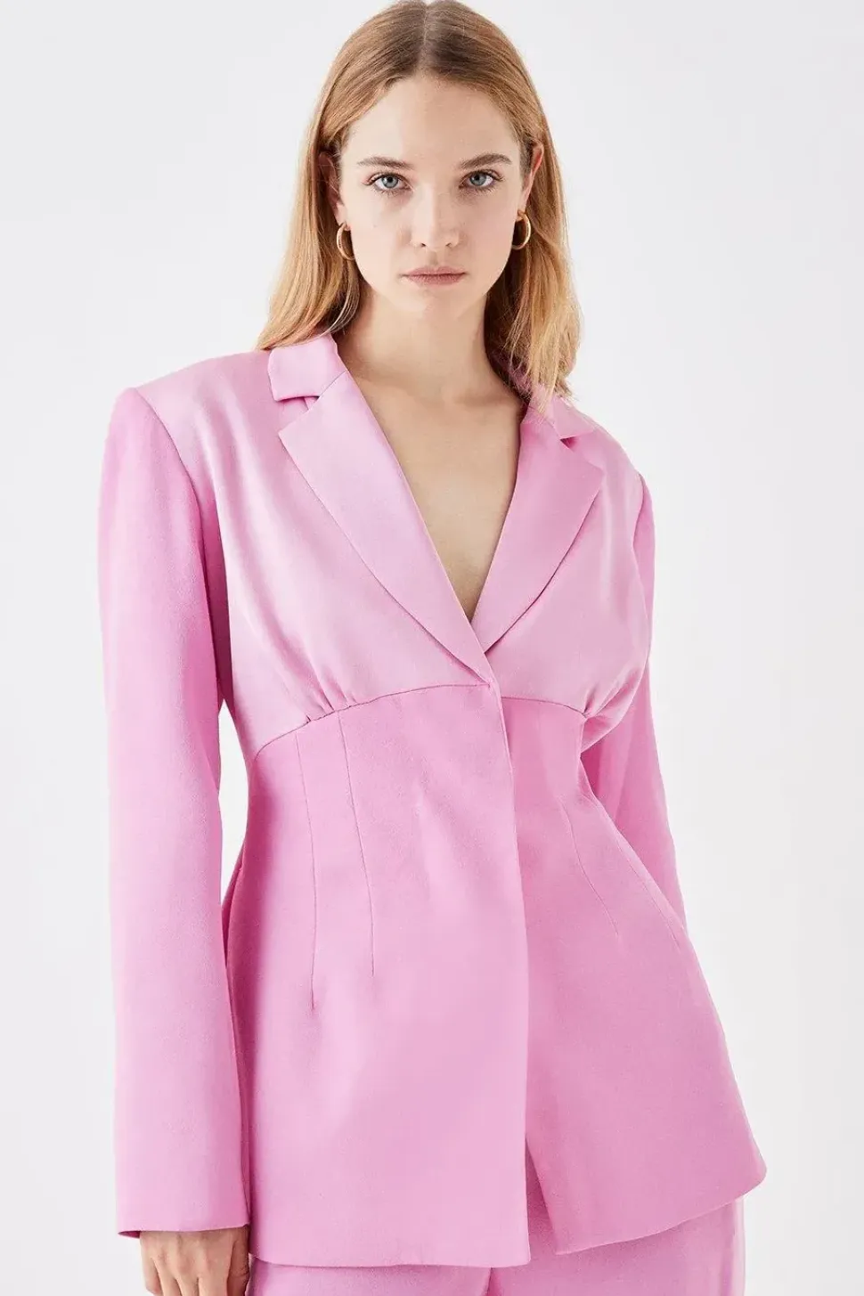 Premium Pleat Detail Contrast Satin Blazer