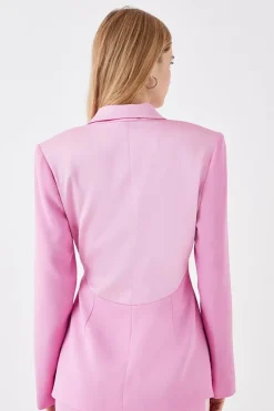 Premium Pleat Detail Contrast Satin Blazer
