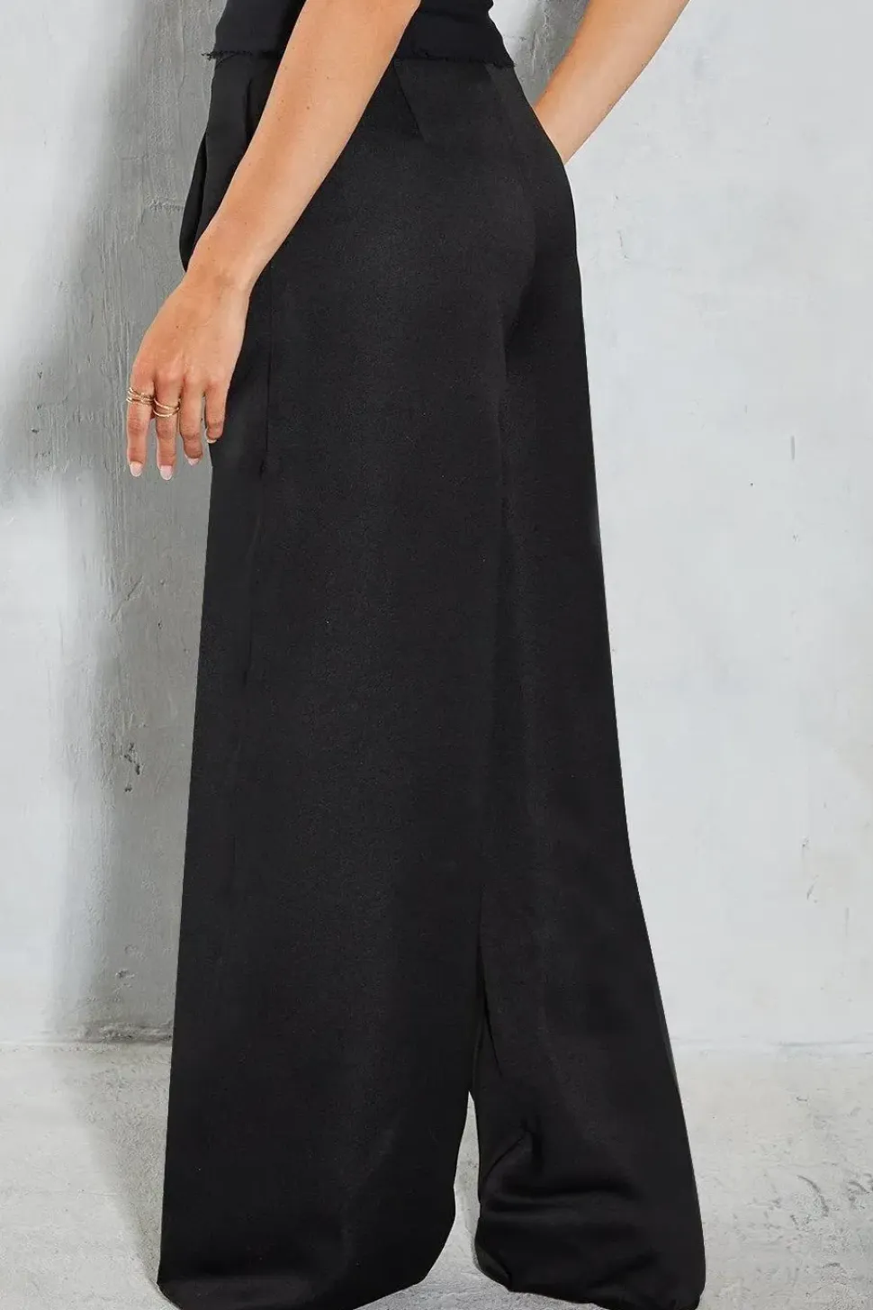 Premium Pleat Detail High Waisted Wide Leg Trouser
