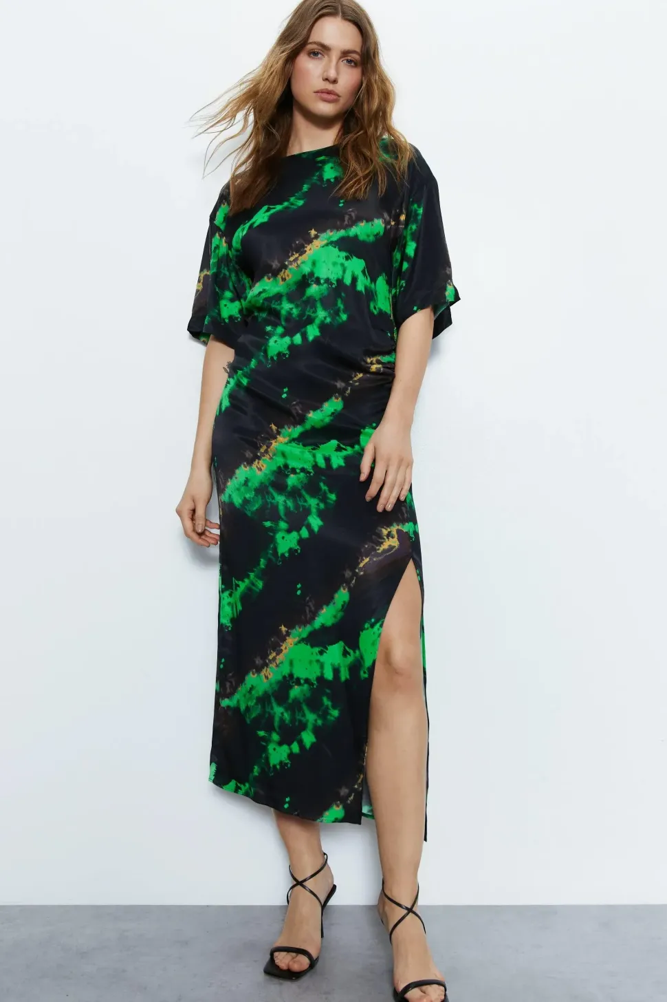 Premium Printed Midi Dress With Side Split