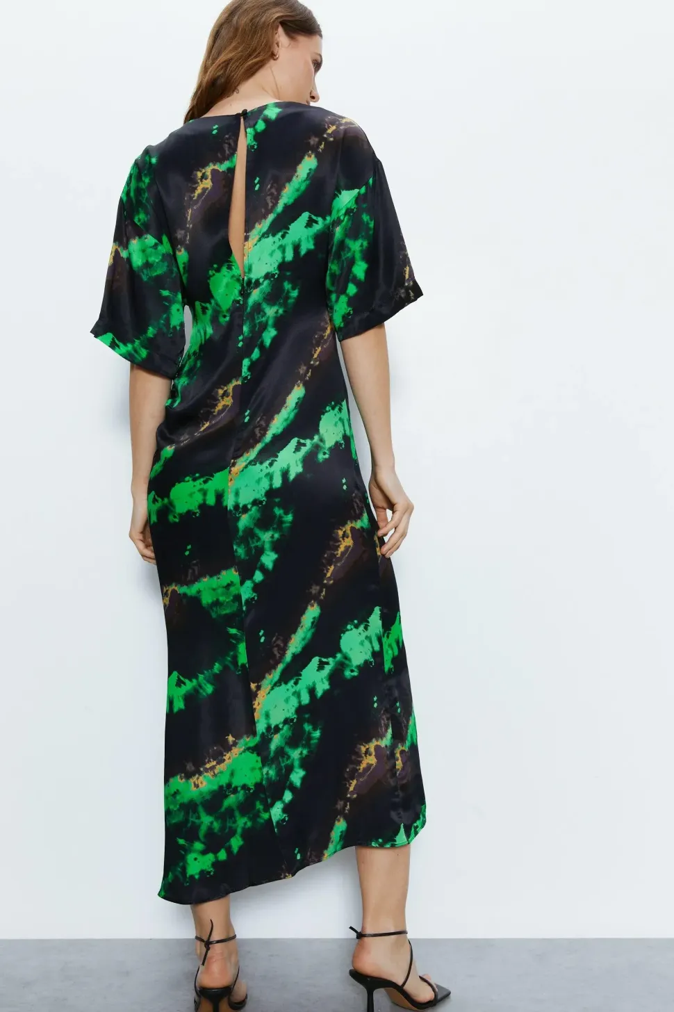 Premium Printed Midi Dress With Side Split