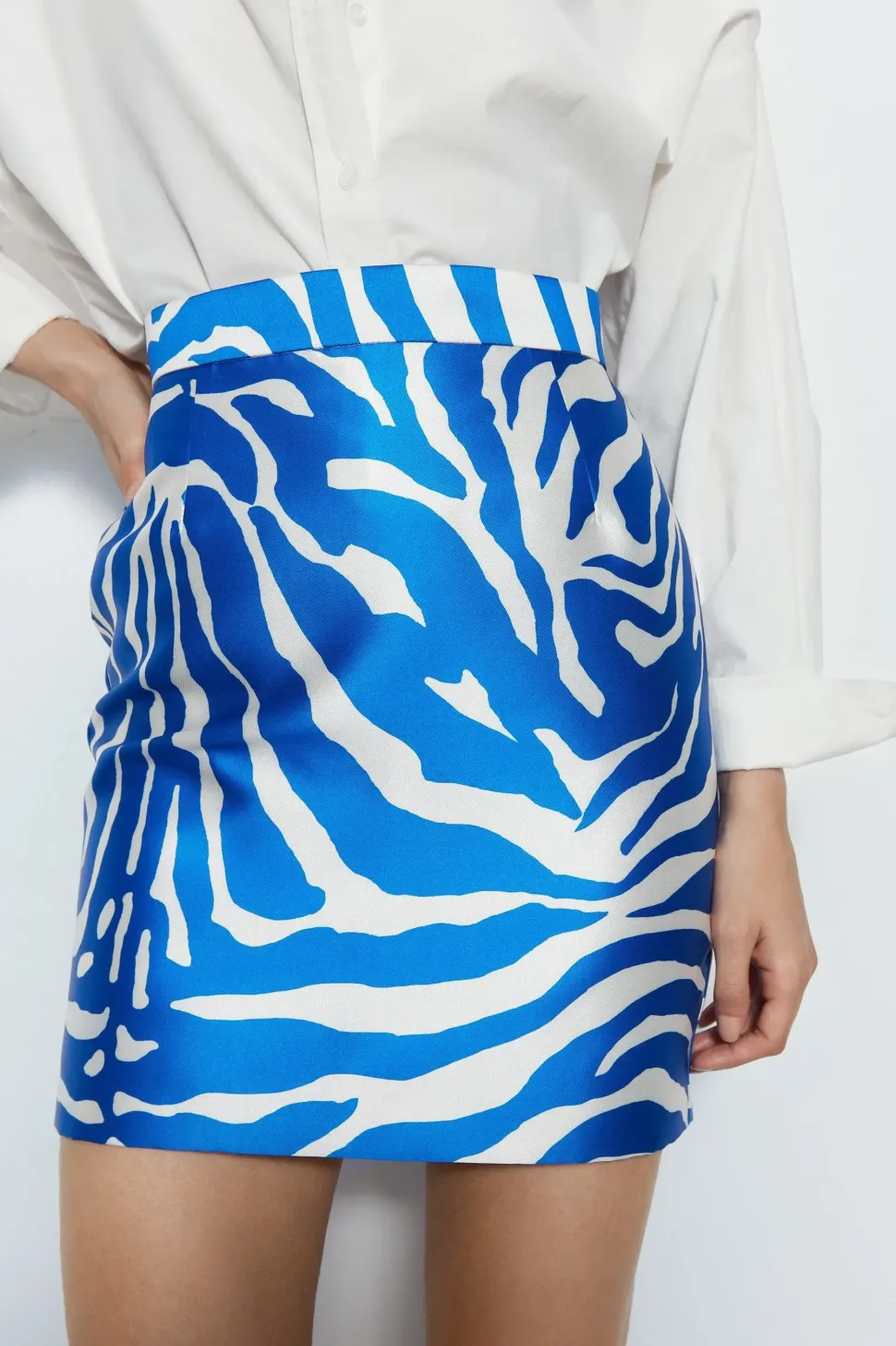 Premium Printed Satin Twill Mini Skirt