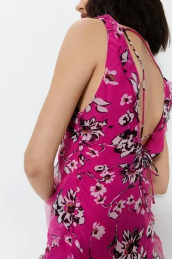 Premium Ruffle Detail Floral Maxi Dress