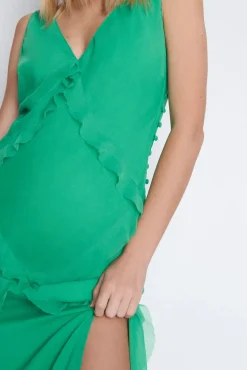 Premium Ruffle Detail Maxi Dress