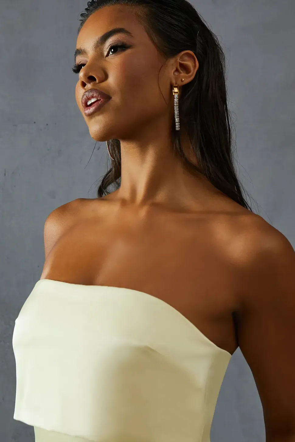 Premium Satin Bandeau Overlay Bridesmaid Dress