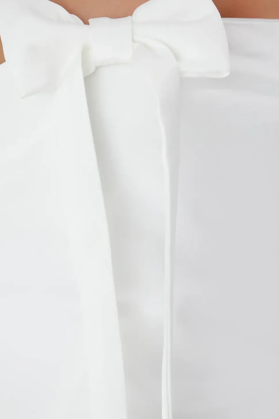 Premium Satin Bardot Bow Detail Bodycon Mini Dress