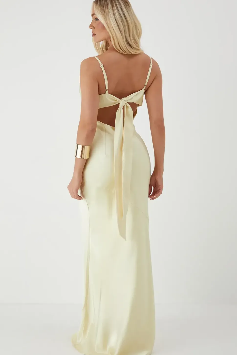 Premium Satin Bow Back Bias Cut Bridesmaid Dress