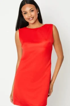Premium Satin Bow Back Mini Shift Dress