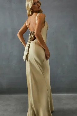 Premium Satin Cowl Neck Fishtail Maxi Dress